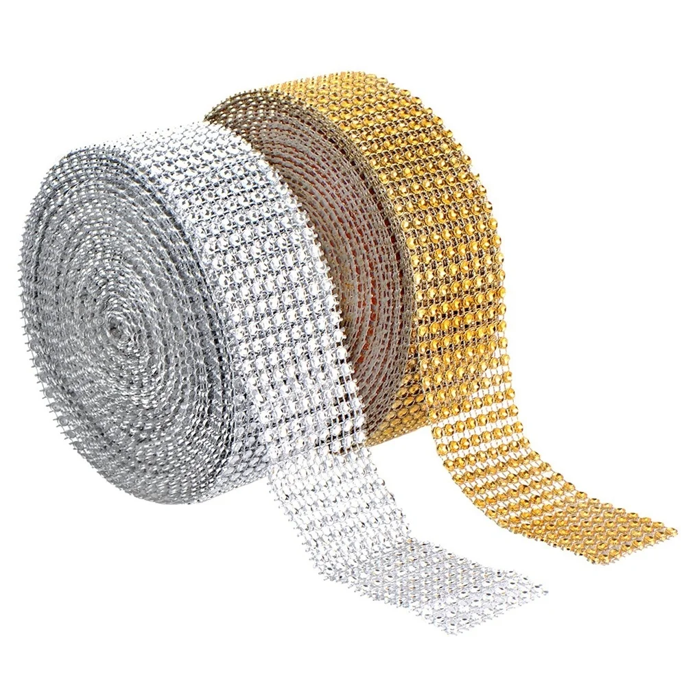 2 м/рулон 8 рядов золотистого и серебристого цвета Сетка упаковочная Блестящий