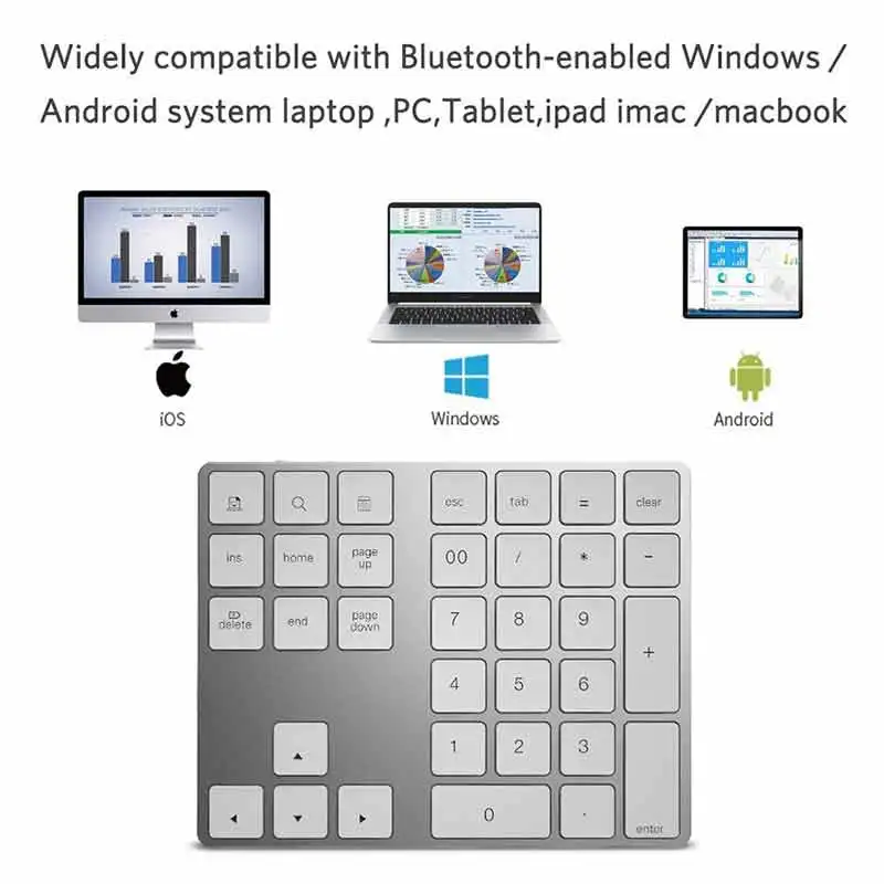 Suitable for the 34-key wireless Bluetooth mini numeric keypad aluminum alloy numbers | Компьютеры и офис