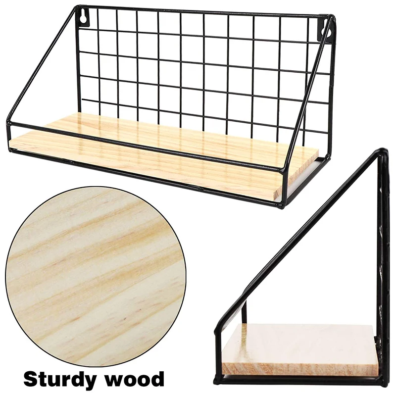 

Floating Shelves Wall Mounted Set of 3, Rustic Modern Wood Wall Storage Shelves with Wire Display Shelf for Bedroom