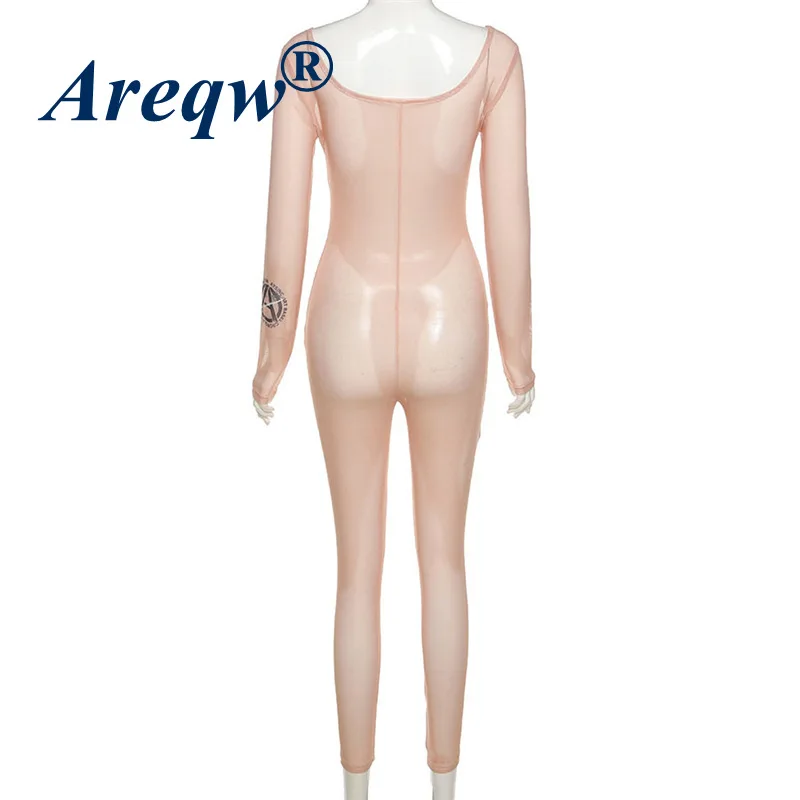 

2021 New Sexy Mesh Breathable Printing High Waist Skinny Casual Sports Jumpsuit