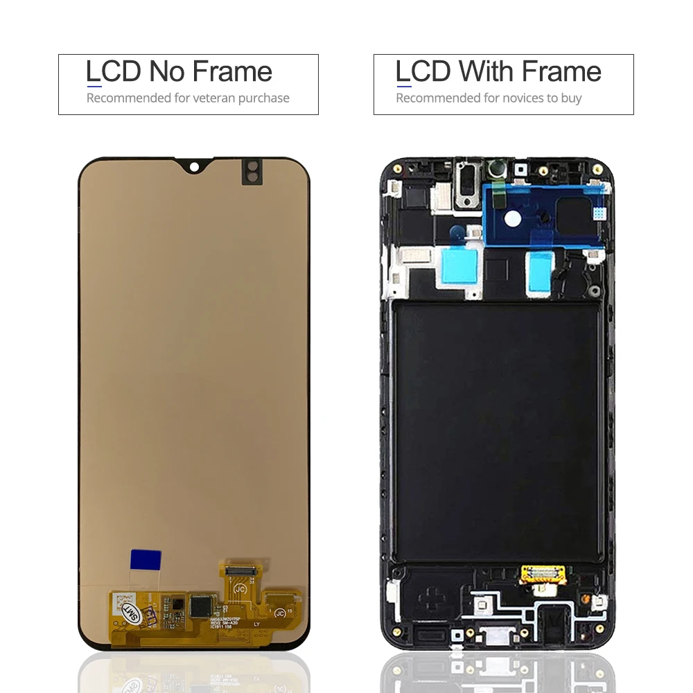 Pantalla t&aacute;ctil LCD Super AMOLED de 6,4 pulgadas para Samsung Galaxy A20, A205, SM-A205F, con cubierta de bater&iacute;a A20, A205FN, A205GN-4