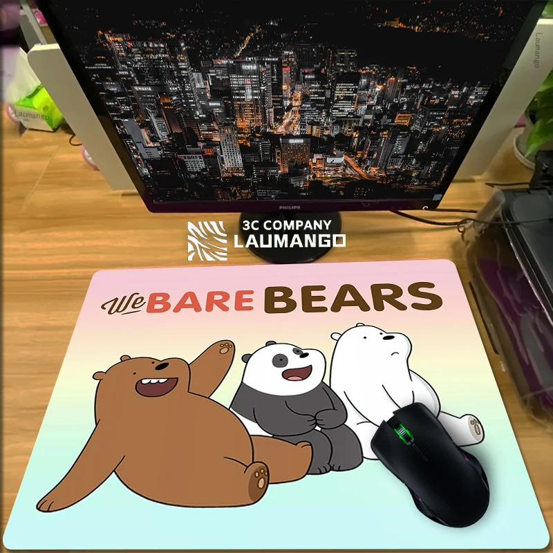 

Mousepad Gamer Carpet Three Bare Bear Hot Pad Mouse Pad Gaming Laptop Mat Varmilo Table Computer Accessories Mausepad Small Pads