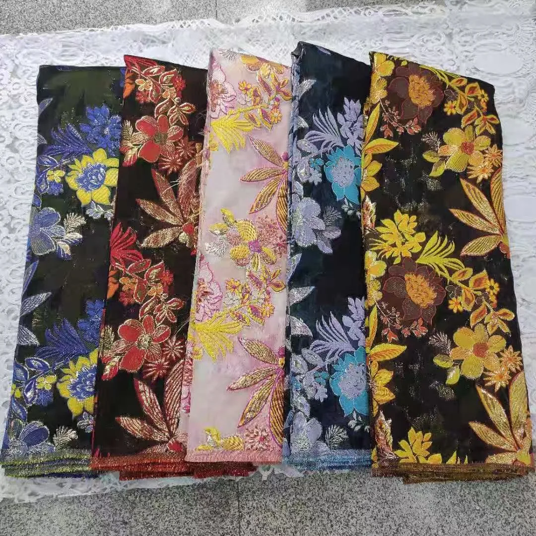 Кружевная ткань жаккардовая с вышивкой для свадебной вечеринки в Нигерии P1388