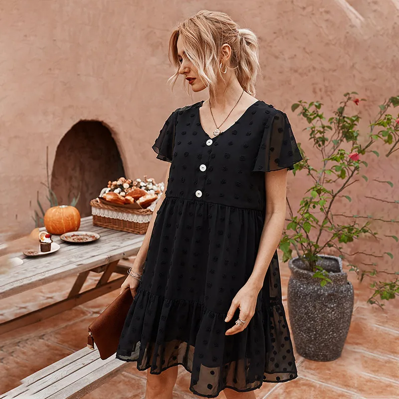 Летние платья для женщин 2021 элегантный Платье черного цвета с высокой талией