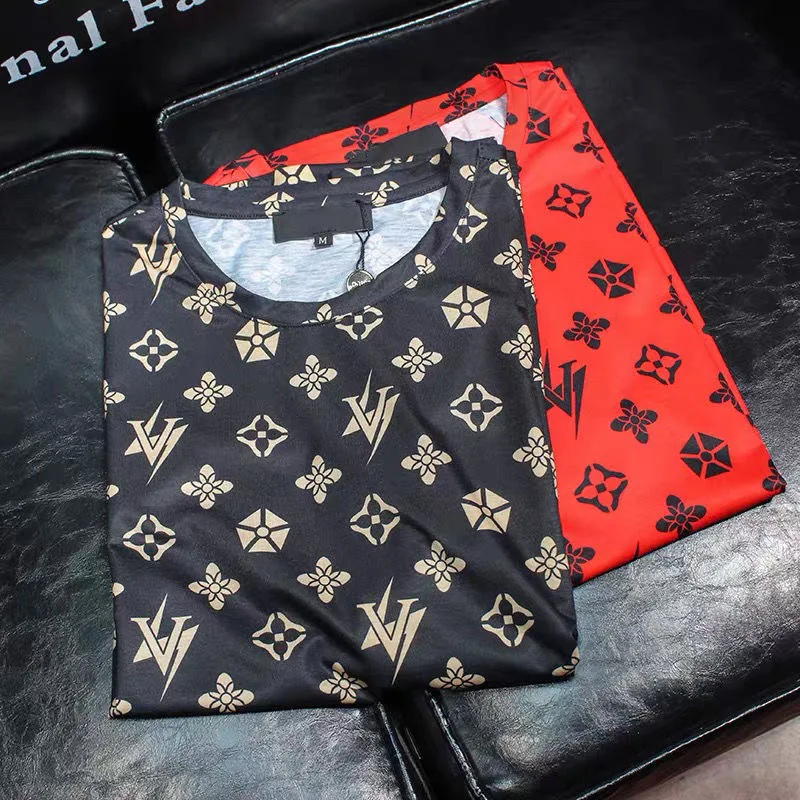 

2021 summer new European station fashion brand printed short sleeve t-shirt men's Korean fashion slim and handsome round neck ha