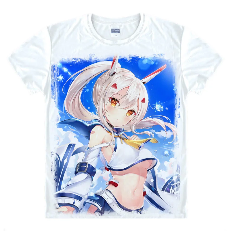 Мужские и женские футболки с принтом из игр Азур Лейн лаффи для косплея летние