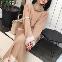 ms winte new knitted womans suits thick loose sweater pencil skirts sets for woman casual ladies two pieces suit quality