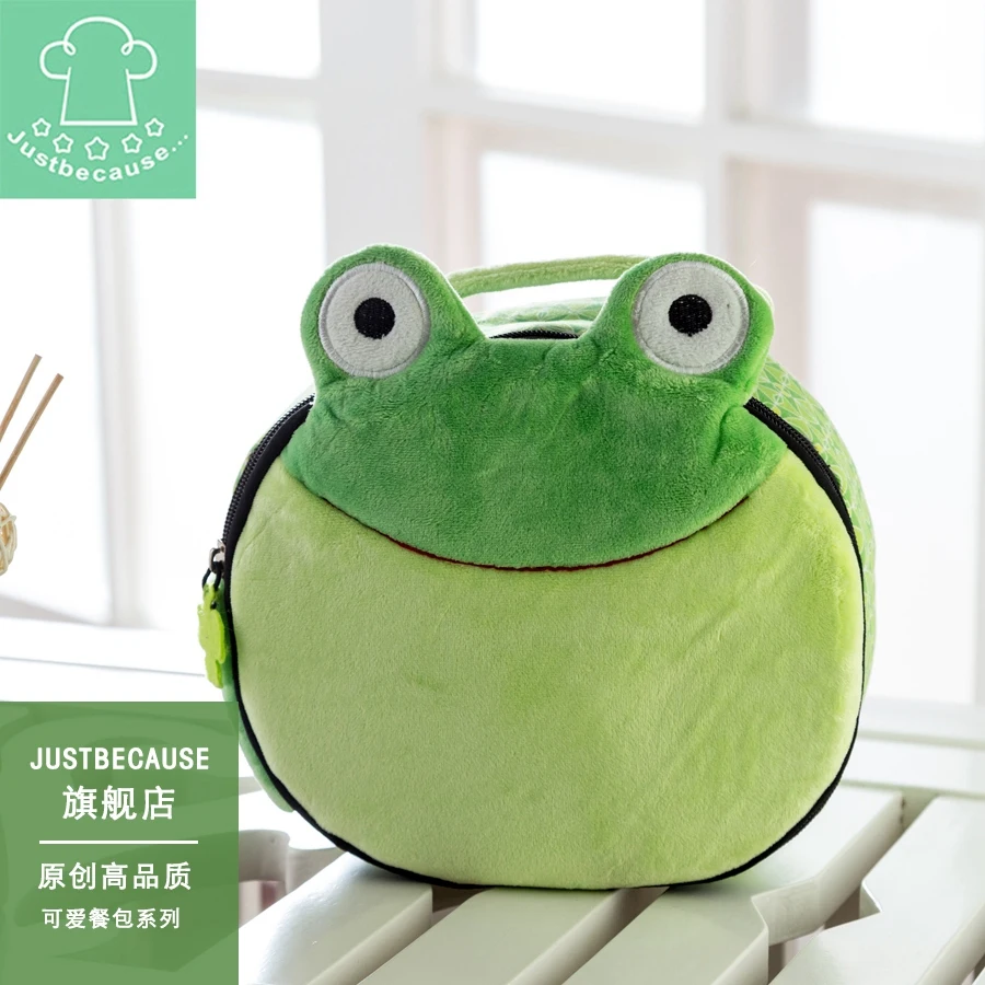 

Kawaii Baby Lunch Bag Frog for Kids Waterproof Food Bag Handbag White Collar Frog Prince Toy Girl Lunch Baby Doll