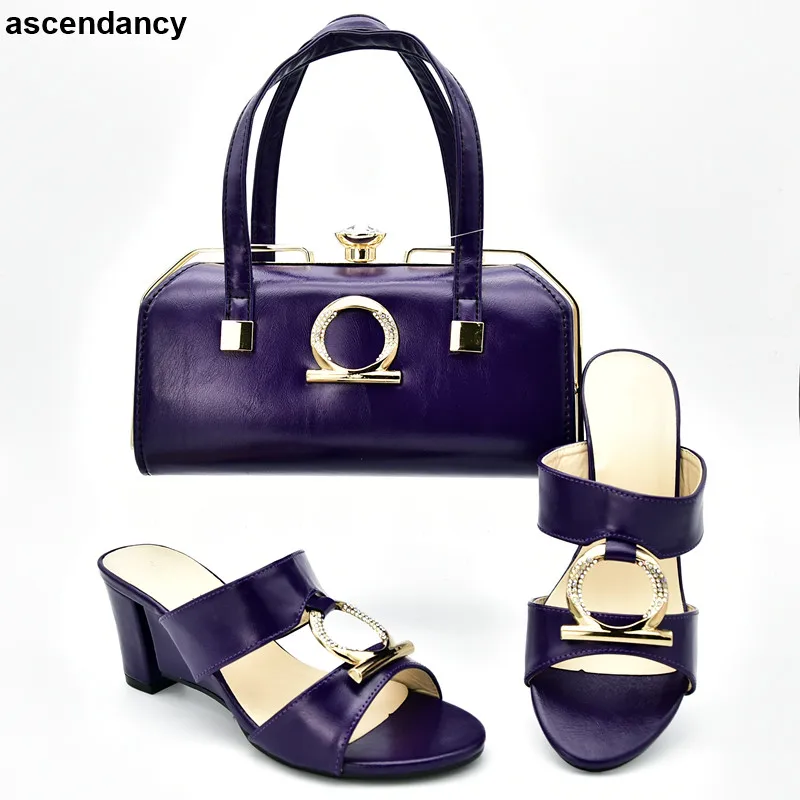 Новейший дизайн Комплект из обуви и сумки на каблуке Итальянский комплект туфель