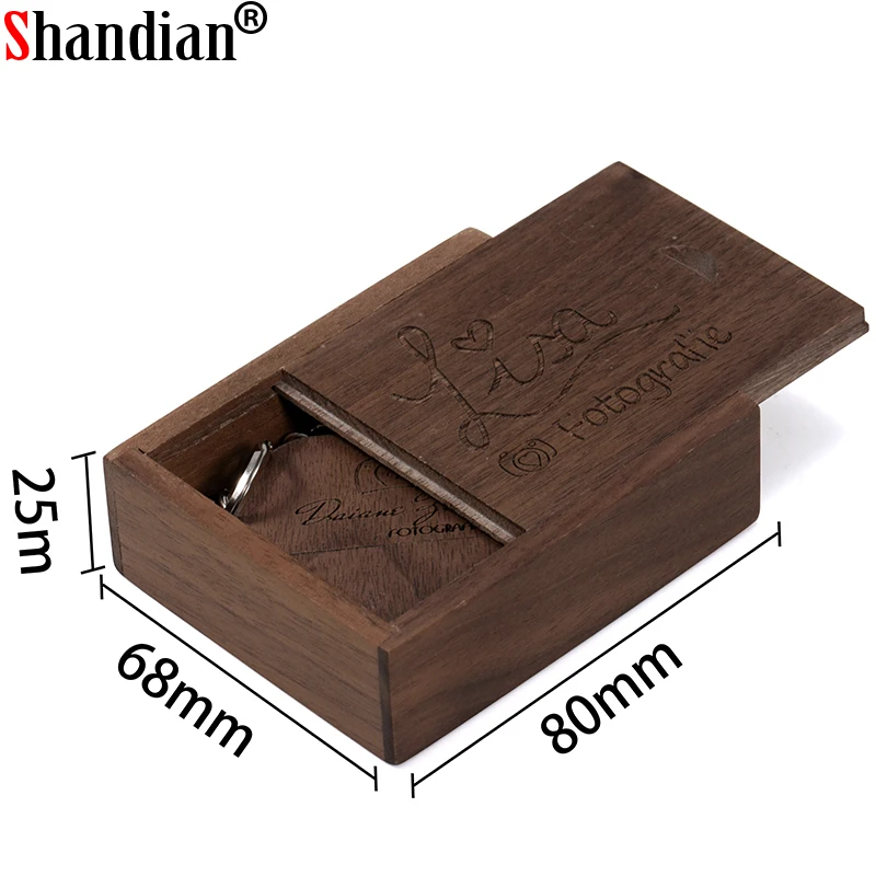 SHANDIAN Бесплатная логотип на заказ Деревянный Сердце USB + коробка флеш накопитель 32