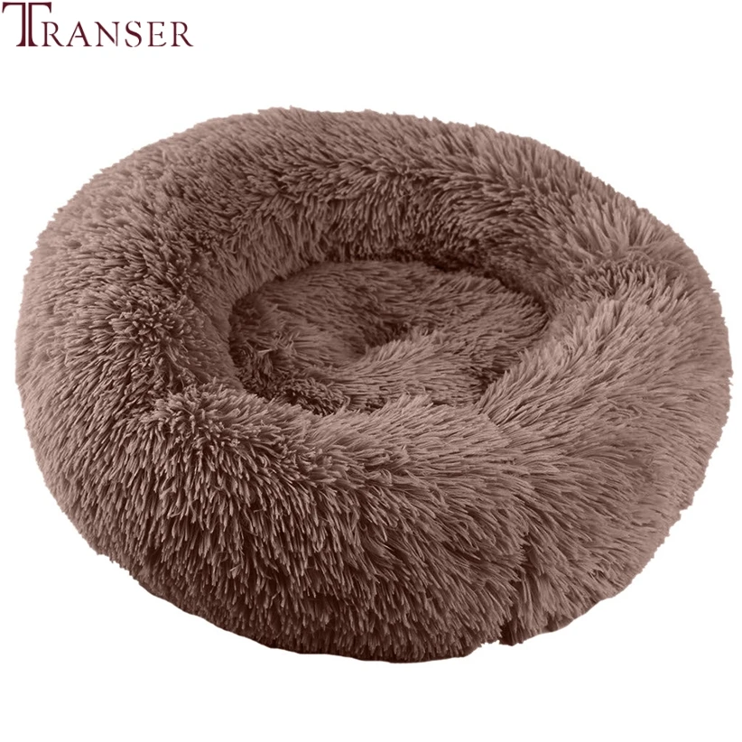 Мягкая флисовая пушистая кровать для кошек собак подушка сна круглая форма