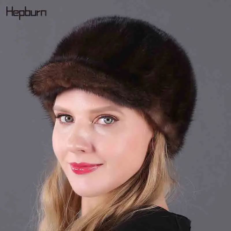 Бренд Хепберн 100% женская шапка из меха кролика Рекс осенне зимняя теплая вязаная
