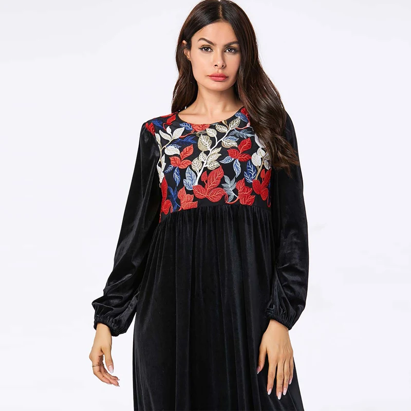 

Black Velvet Kaftan Abaya Dubai Turkish Hijab Muslim Dress Islamic Clothing Abayas For Women Caftan Turkey Elbise Djelaba Femme