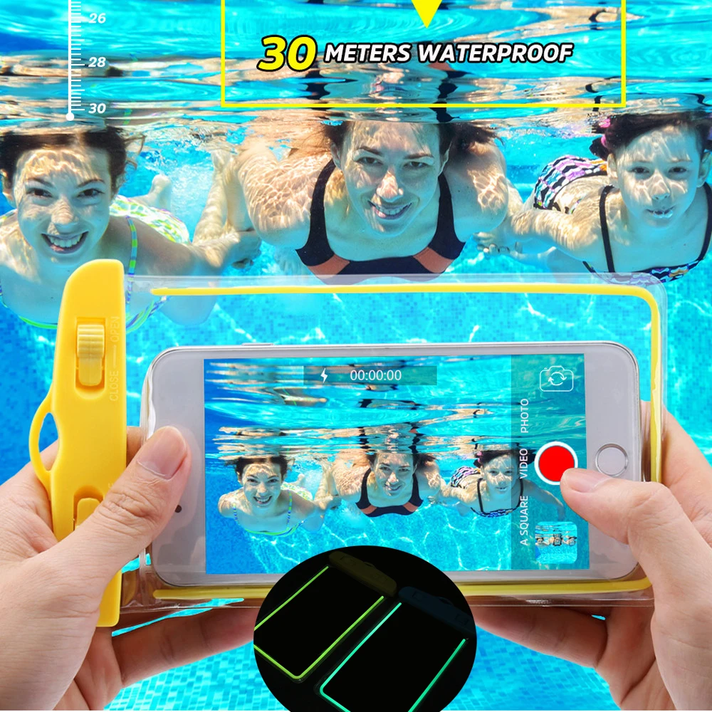 Водонепроницаемый чехол для Samsung S9 A50 светящийся телефона iPhone X XR 7 8 Huawei P30 Pro ФОТО