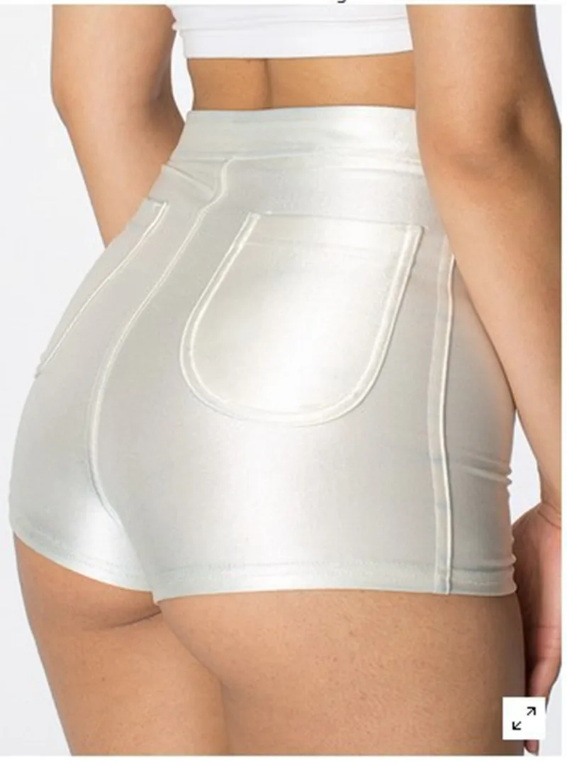 2021 Новый Высокая Талия шорты в стиле диско Блестящий стрейч Соблазнительные