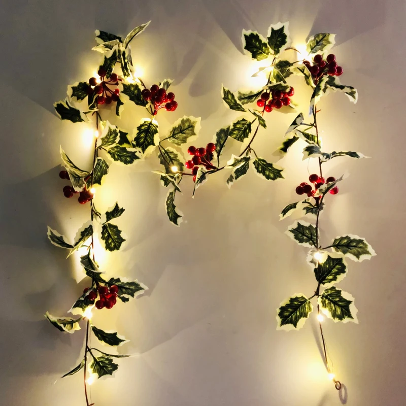 Christmas Thanksgiving String Lights LED Garland Rattan Fruits Copper Wire Light String Festival Gift Garden Home Decorations