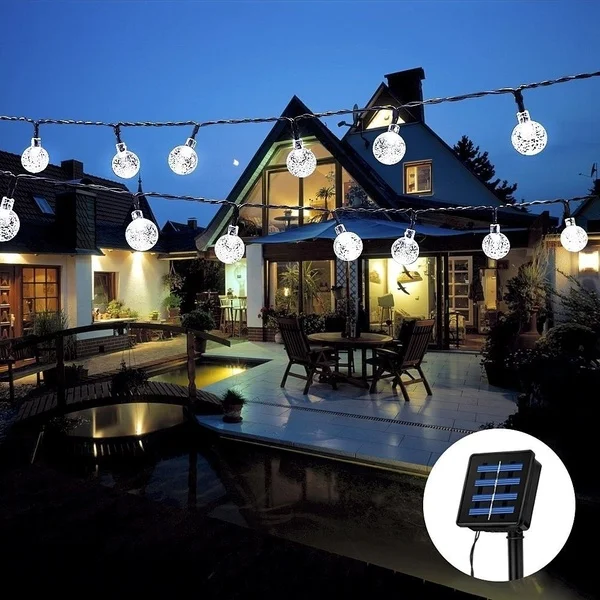 Solar String Lights Globe Balls Waterproof LED Fairy Lights 8 Modes for Garden Yard Home Party Wedding Decoration