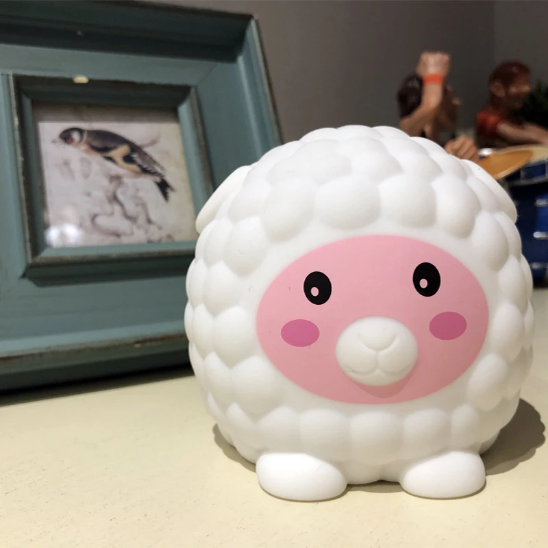 7 Colors Changed Cartoon Cute Sheep USB Charging Light Soft Table Lamp Home Decor for Kids Touch Control Night light