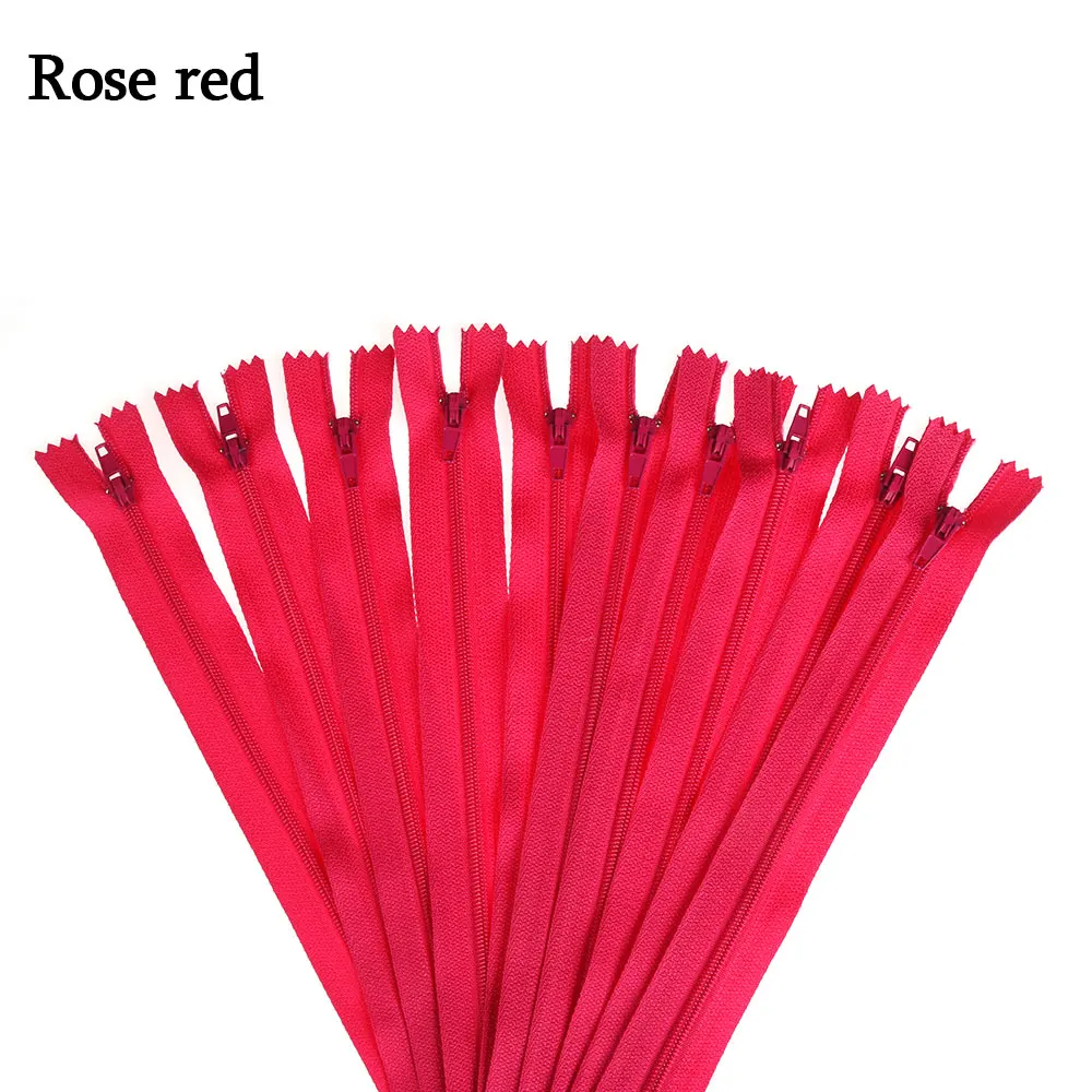 rose red 10 шт./лот 20 см длина Красочные Нейлоновые катушки молнии портной для Брюки Одежда швейные изделия ручной работы DIY аксессуары - Цвет: rose red