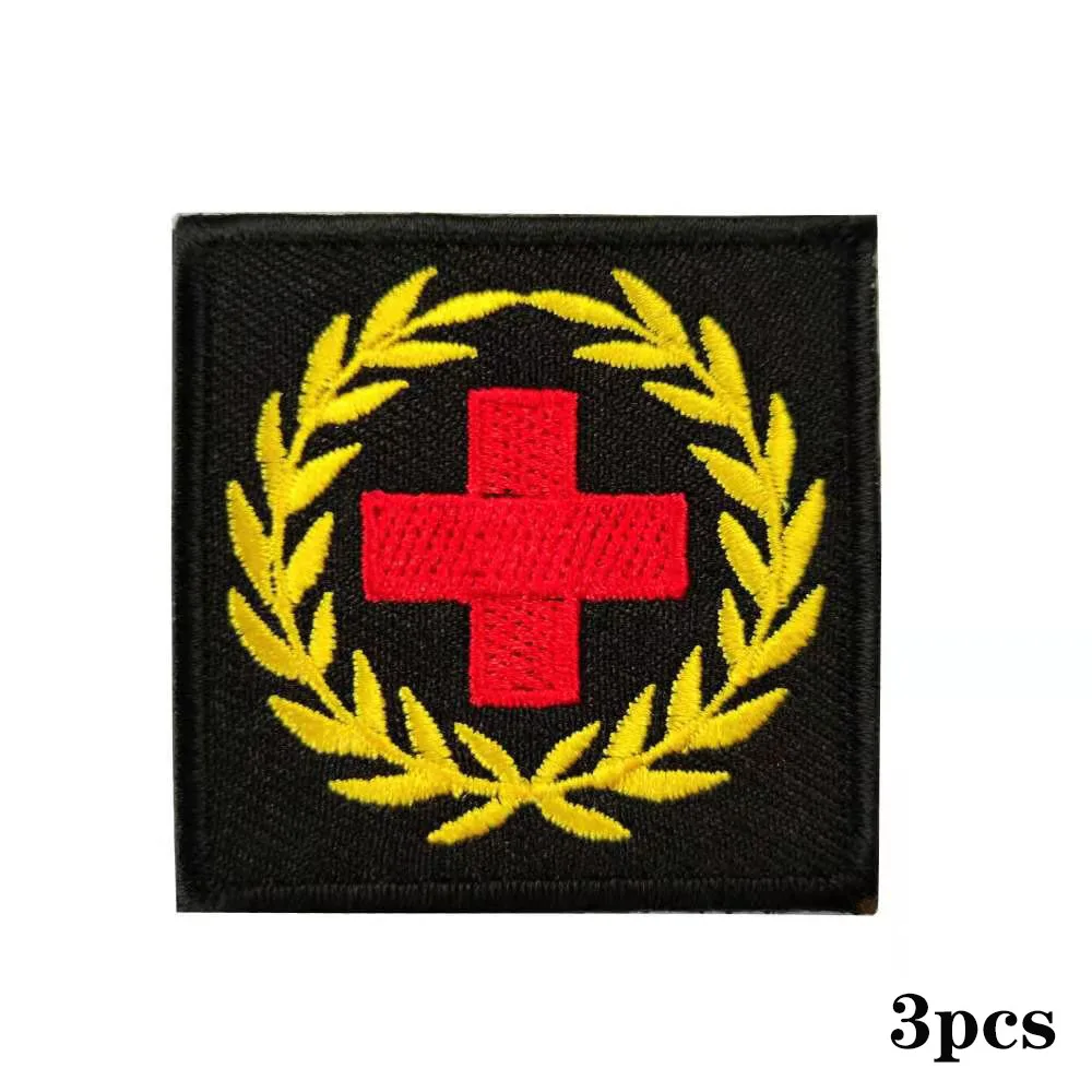 

3pcs Tactical morale chapter Patch of Cross medical rescue outdoor bag Embroidered Velcro Burr Badge armband Medical patch