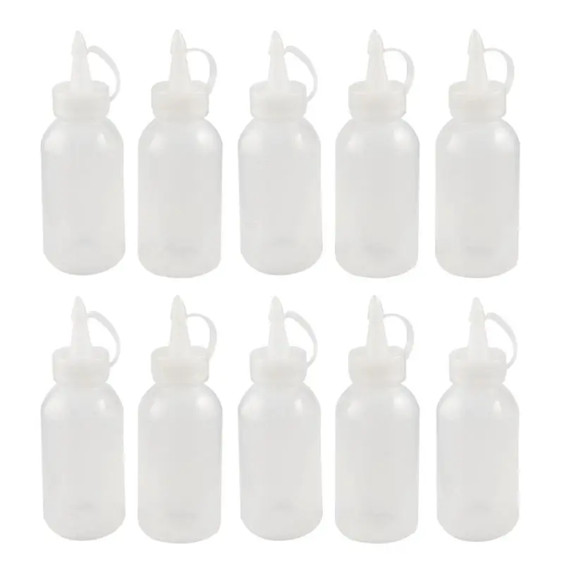 

10Pcs Plastic Squeeze Bottle Small Squirt Jet Sauce Condiment Ketchup Mayo Oil kits 100ml