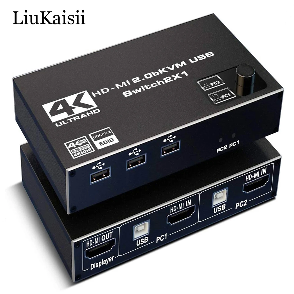 KVM переключатель с двумя мониторами HDMI совместимость 2 в 1 4K 60 Гц Ultra HD для