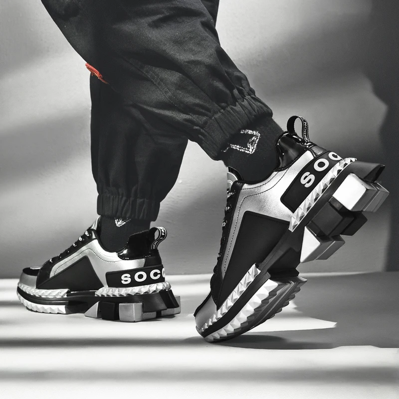 Мужские кроссовки для бега на толстой подошве дышащие занятий спортом открытом