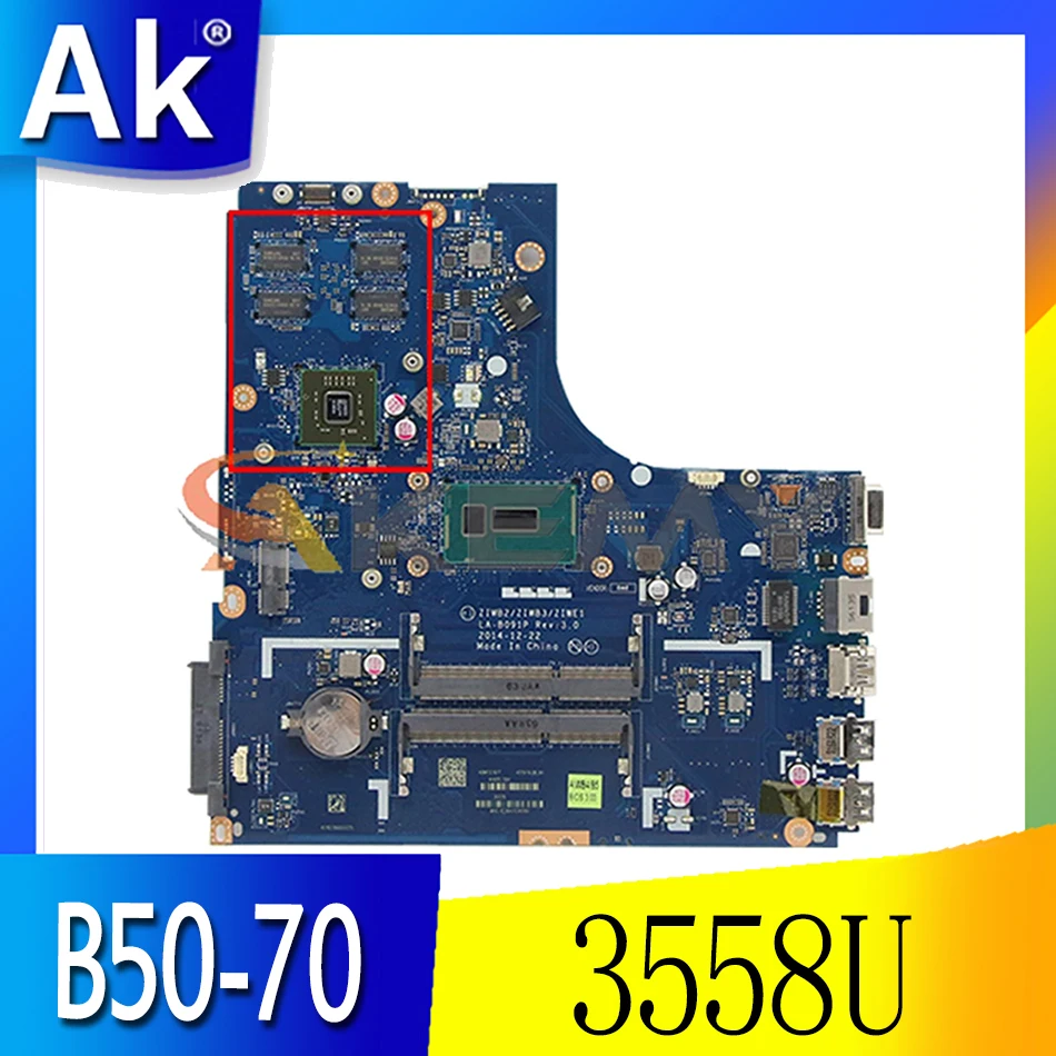 Akemy ZIWB2 / ZIWB3 ZIWE1 LA B091P подходит для Lenovo B50 70 N50 Материнская плата ноутбука процессор