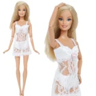 Ручной работы кукольная Пижама белый кружевной наряд белье Ночное платье + бюстгальтер + нижнее белье, комплект одежды Одежда для куклы Барби кукольная юбка аксессуары