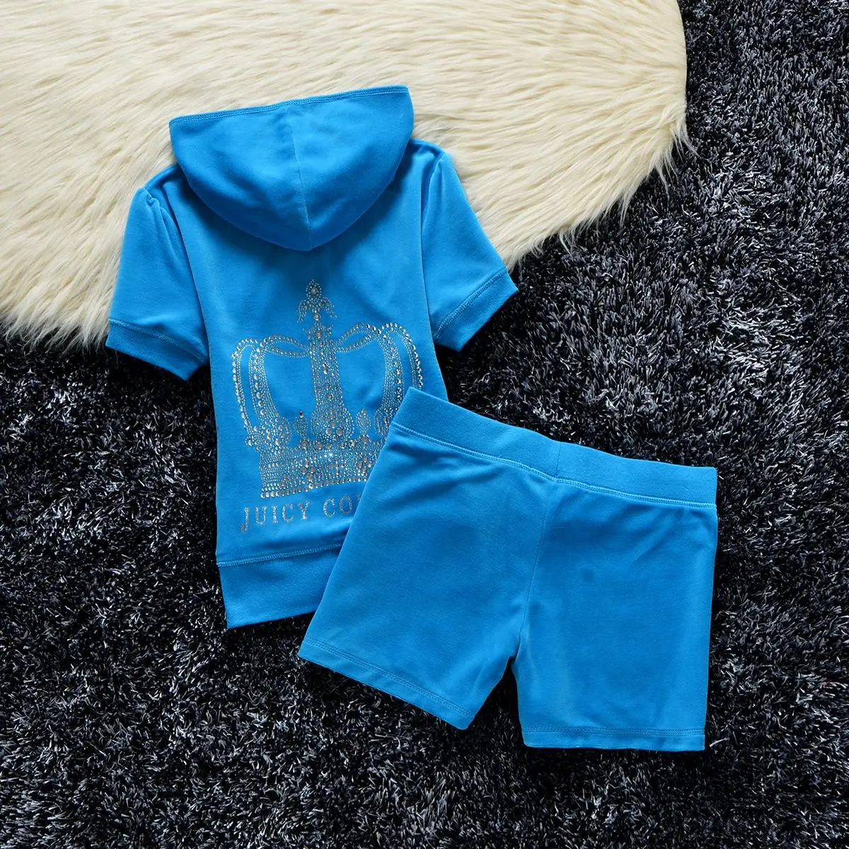 

Velvet zipper sweatshirt and pants fat sister sportswear 2021 ladies brand summer fabric sportswear velvet suit hoodie