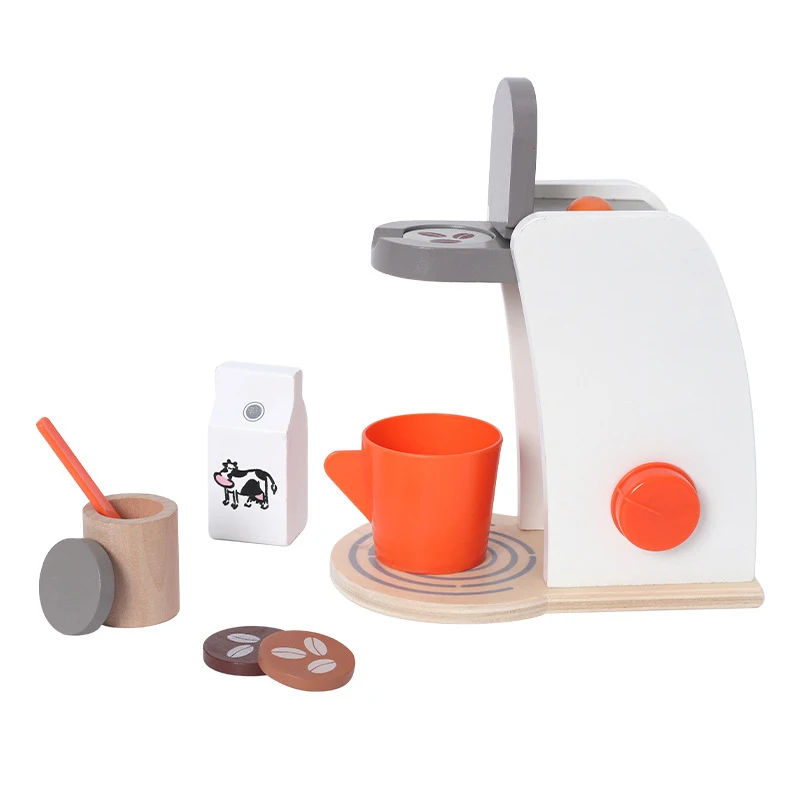 

Wooden Coffee Machine Baby Wooden Pretend Play Set Simulation Blender Baking Kit Game Mixer Kitchen Role Toy for Kids