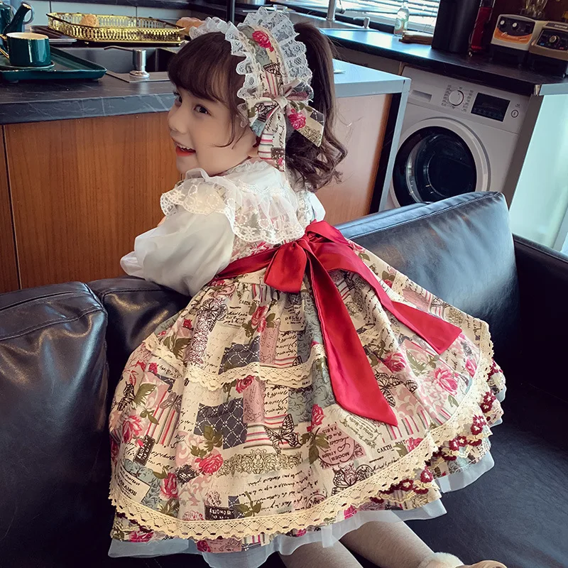 

Girl Lolita Princess Skirt New Children's Palace Style Lace Princess Skirt Spring Autumn Birthday First Year Christmas Dress