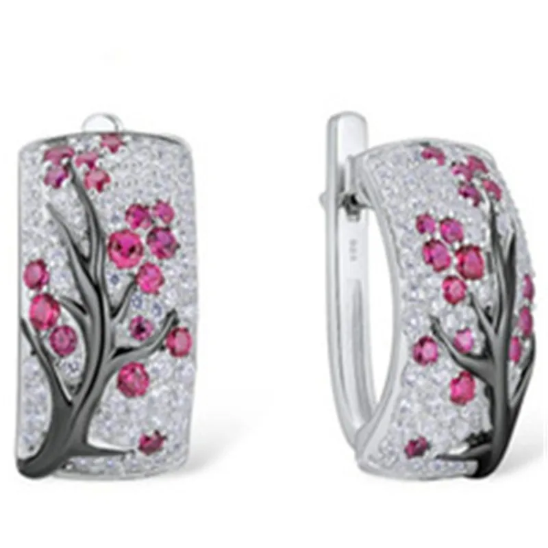 

Milangir Trendy Transparent Earrings Retro Crystal Plum Tree Branch Blossom Drop Earrings Wedding Jewelry Gifts