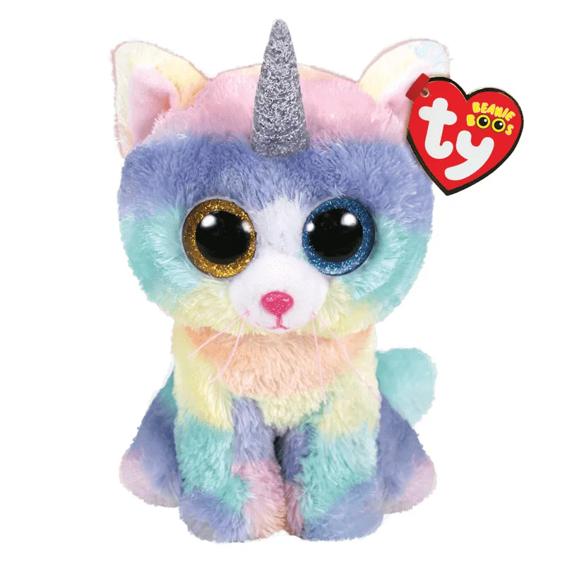 

15CM Ty Beanie Heather Sparkly Glitter Eyes Unicorn Cat With horns Cute Animal Doll Birthday Gift Soft Stuffed Plush Toy Kids