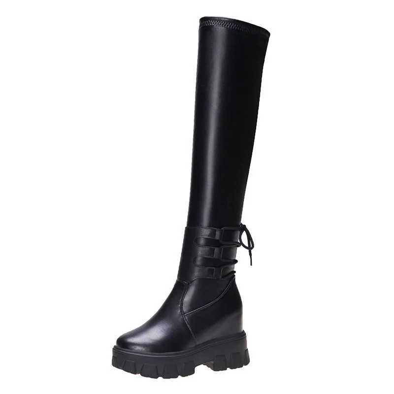

Knee high boots women's 2020 new net red high tube boots thick sole inside high women's shoes winter Plush Knight boots