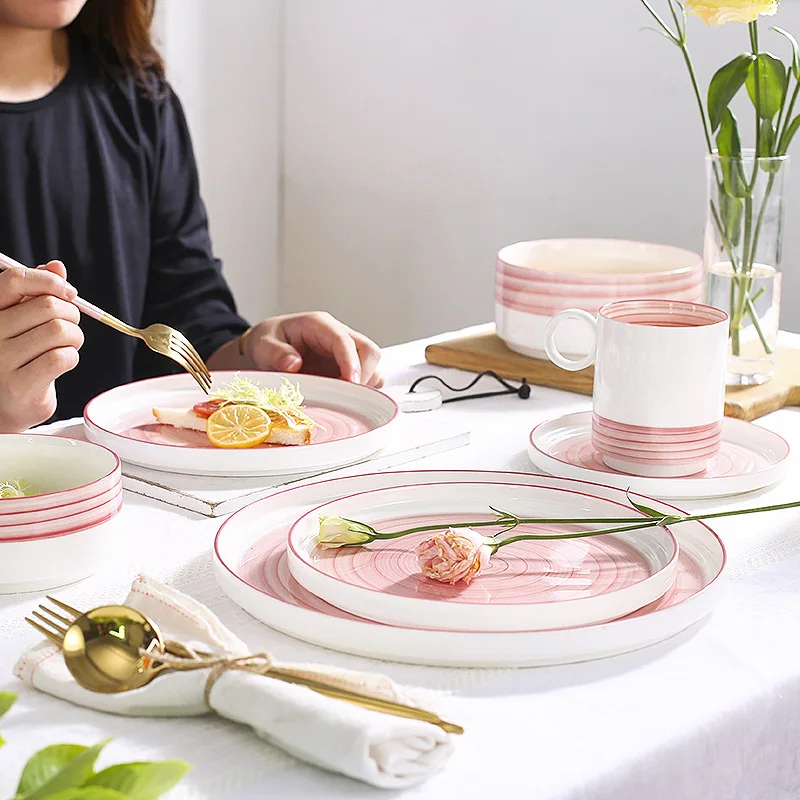 Набор керамической посуды в скандинавском стиле простой набор Красной сетчатой