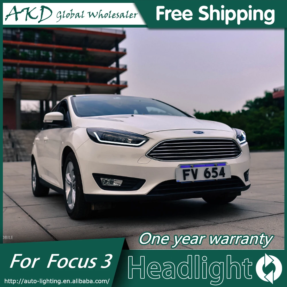 АКД стайлинга автомобилей для Ford Focus 3 светодиодный фары New2015 2018Focus DRL Bi Xenon