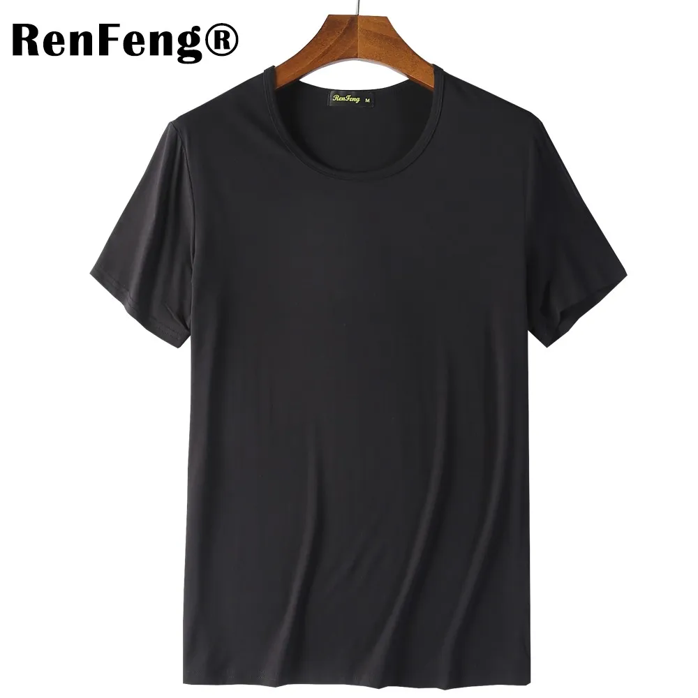 O neck black Мужская одежда, футболка, 95% бамбуковое волокно, короткий рукав, мягкая футболка, s, майка, нижнее белье для женщин, тенниска с треугольным вырезом, camisetas hombre - Цвет: O neck black