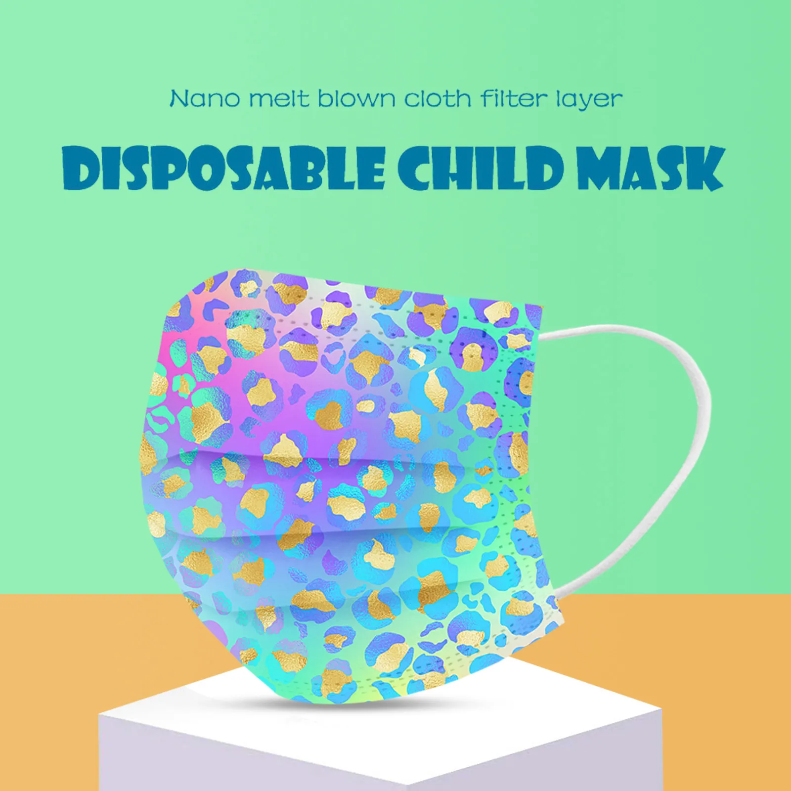 

50pc Adult's Geometry Gradient Printed Disposable Face Mask Non Woven 3 Layers Anti-dust Face Masks Ear Loop Mouth Mascara #N9