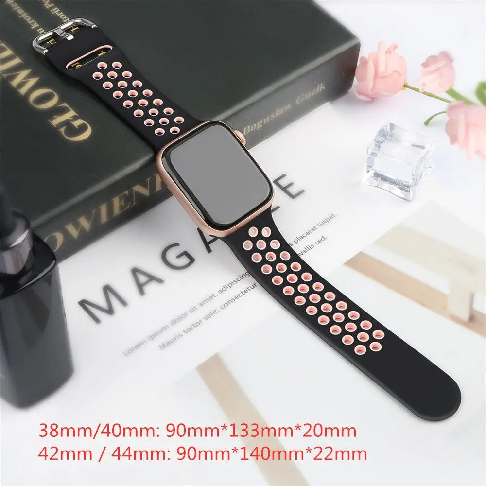 

Мягкий силиконовый Воздухопроницаемый ремешок для часов, спортивный сменный Браслет с отверстием для воздуха, 1 шт., 38 мм/40 мм/42 мм/44 мм