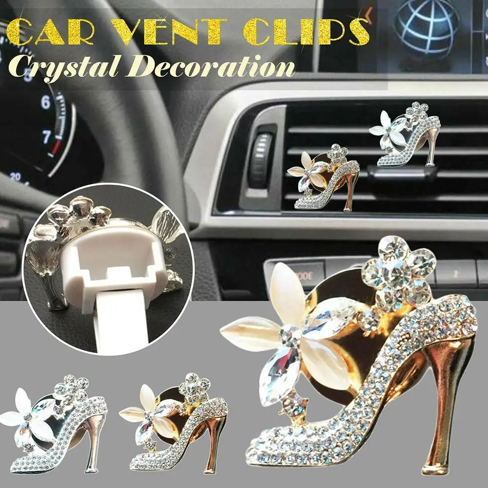 

Bling car air outlet aromatherapy high heels inlaid rhinestones decorations with accessories interior car B4S6