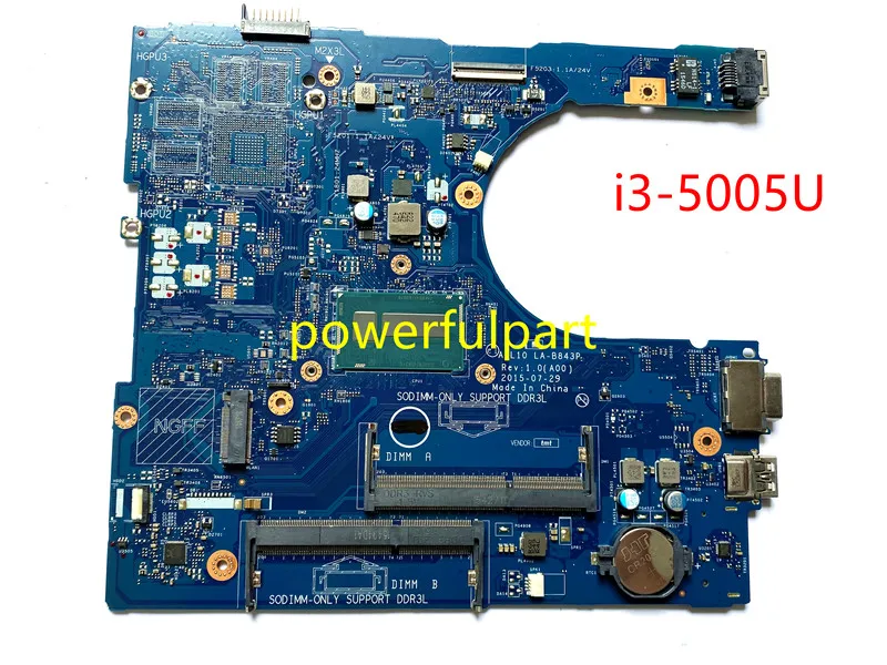 

100% рабочая материнская плата для Dell Vostro 14 5458 5558 5758 с ЦП i3-5005u 5HTPV 05HTPV CN-05HTPV 10