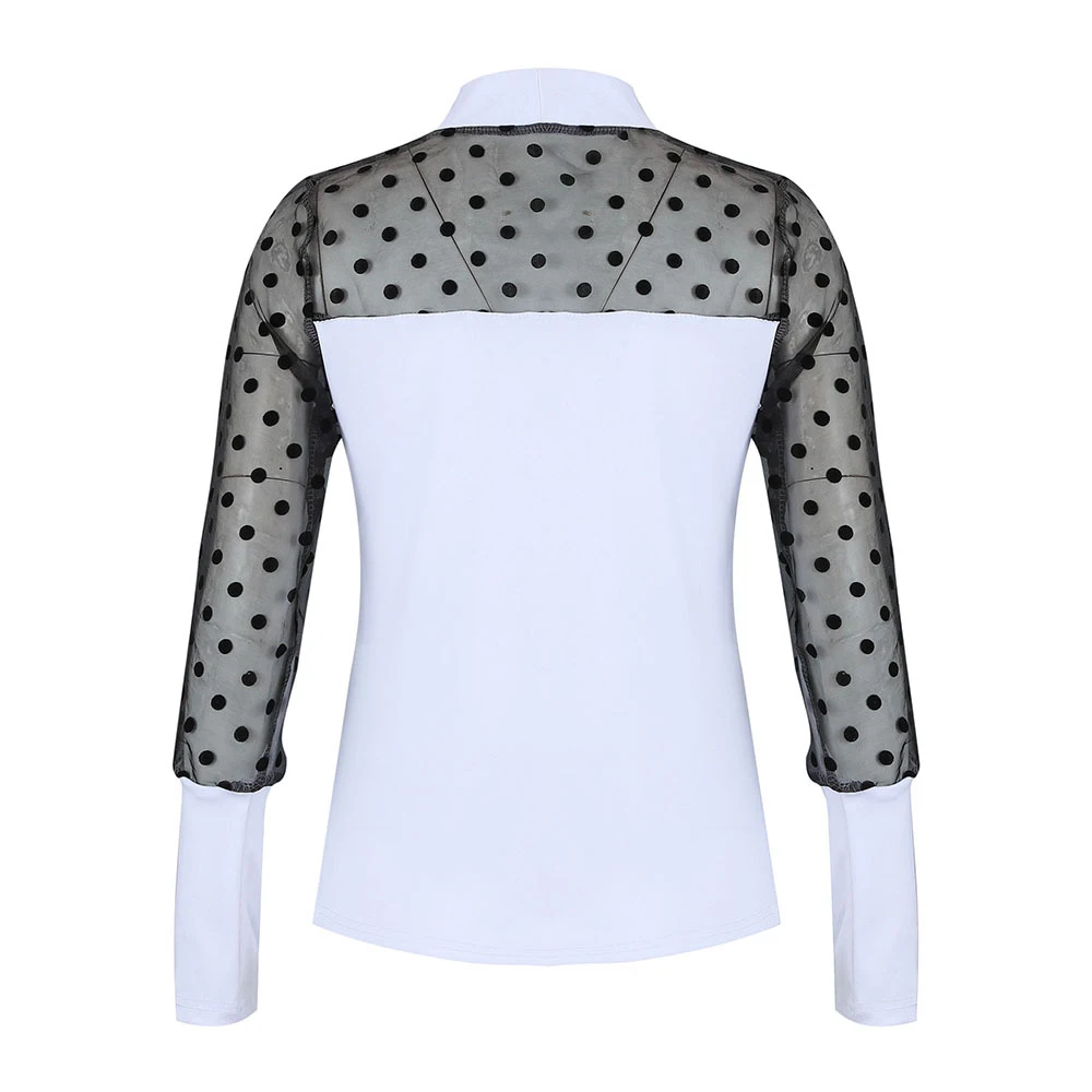 Женская блузка с длинными рукавами фонариками топы бантом в горошек из