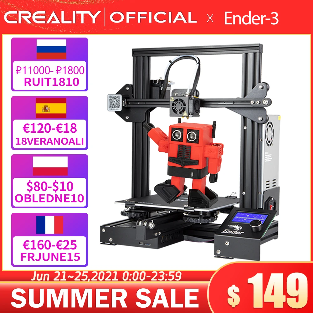  CREALITY 3D принтеры Ender 3/Ender 3X обновлен закаленное Стекло дополнительно, V слот резюме Мощность сбой печати DIY KIT очаг 