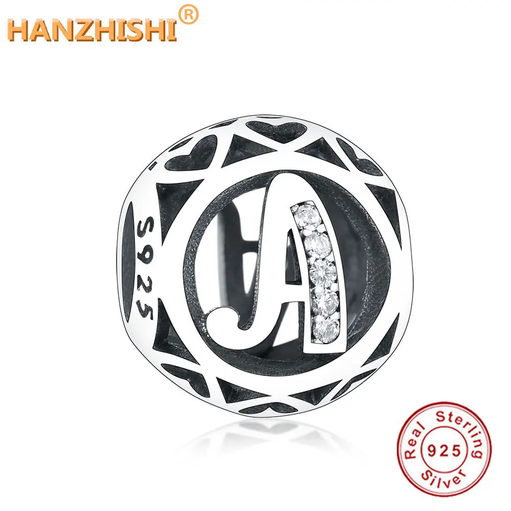 Цена оптовой продажи 100% 925 стерлингового серебра с принтом цифр и букв С бусинами