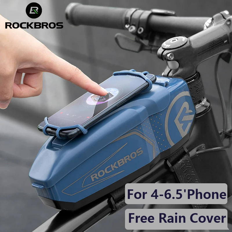 

Велосипедный держатель для телефона ROCKBROS, Жесткий Чехол из поликарбоната с защитой от дождя и дождевиком для телефона 4-6,5 дюйма, передняя ве...