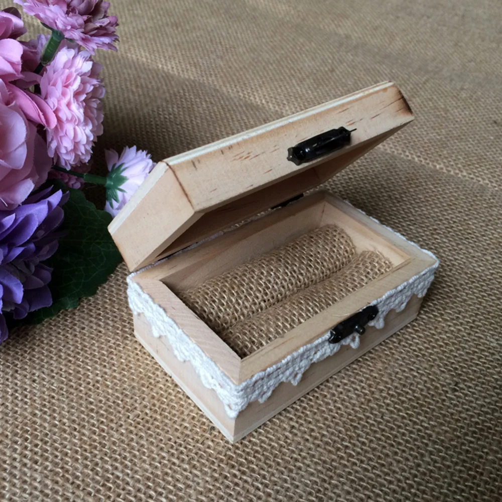 Фото Деревянный Mr & Mrs Ring Box деревенский обручальный держатель для свадебных Деревянный Mr & Mrs Ring Box деревенский обручальный держатель для свадебных