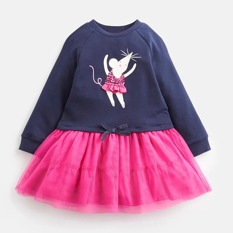 Little maven/фатиновое платье с фламинго для детей от 2 до 7 лет Детское платье с длинными рукавами для маленьких девочек осенняя одежда костюм принцессы