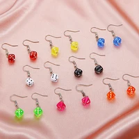 simple personality creative resin funny 3d dice dangle earrings punk cubic dice geometric drop earrings nightclub party gifts