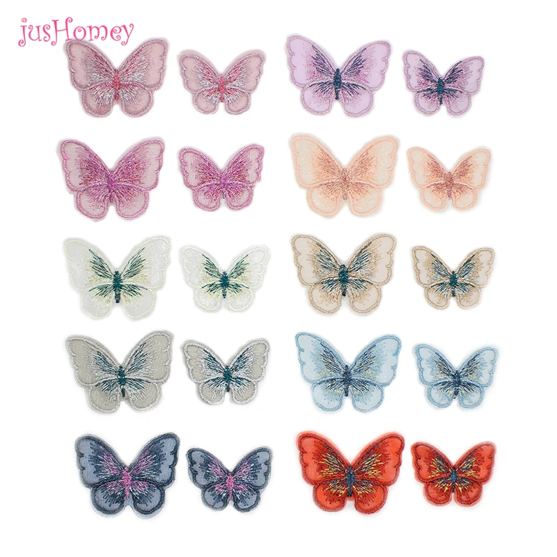 30 шт. шикарная вышивка из органзы с аппликацией в виде бабочек тканевые бабочки